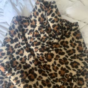 J.Crew leopard Sherpa fleece size XL NWT